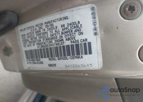 1997 Toyota Camry Le z USA, uszkodzony, nr VIN 4T1BG22K3VU748137